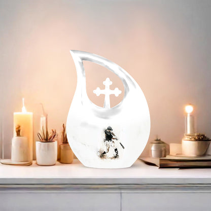 Medium size Baseball urn with Cross Drop design, 