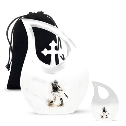 Medium size Baseball urn with Cross Drop design, 
