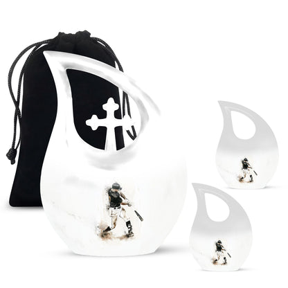Medium size Baseball urn with Cross Drop design, 