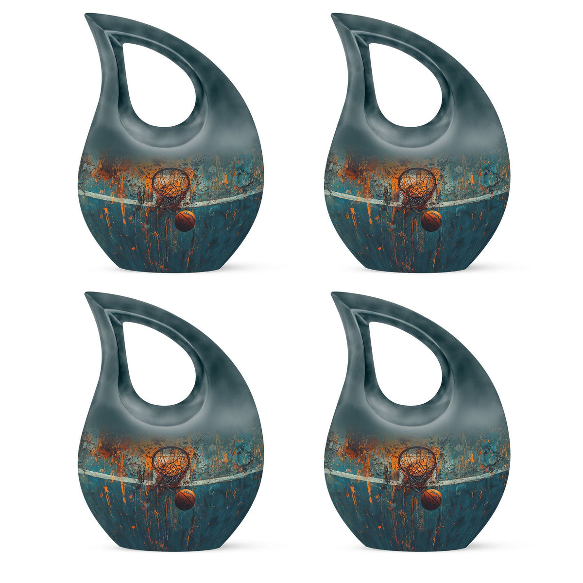 Cross-drop design Basketball-themed memorial urn, 