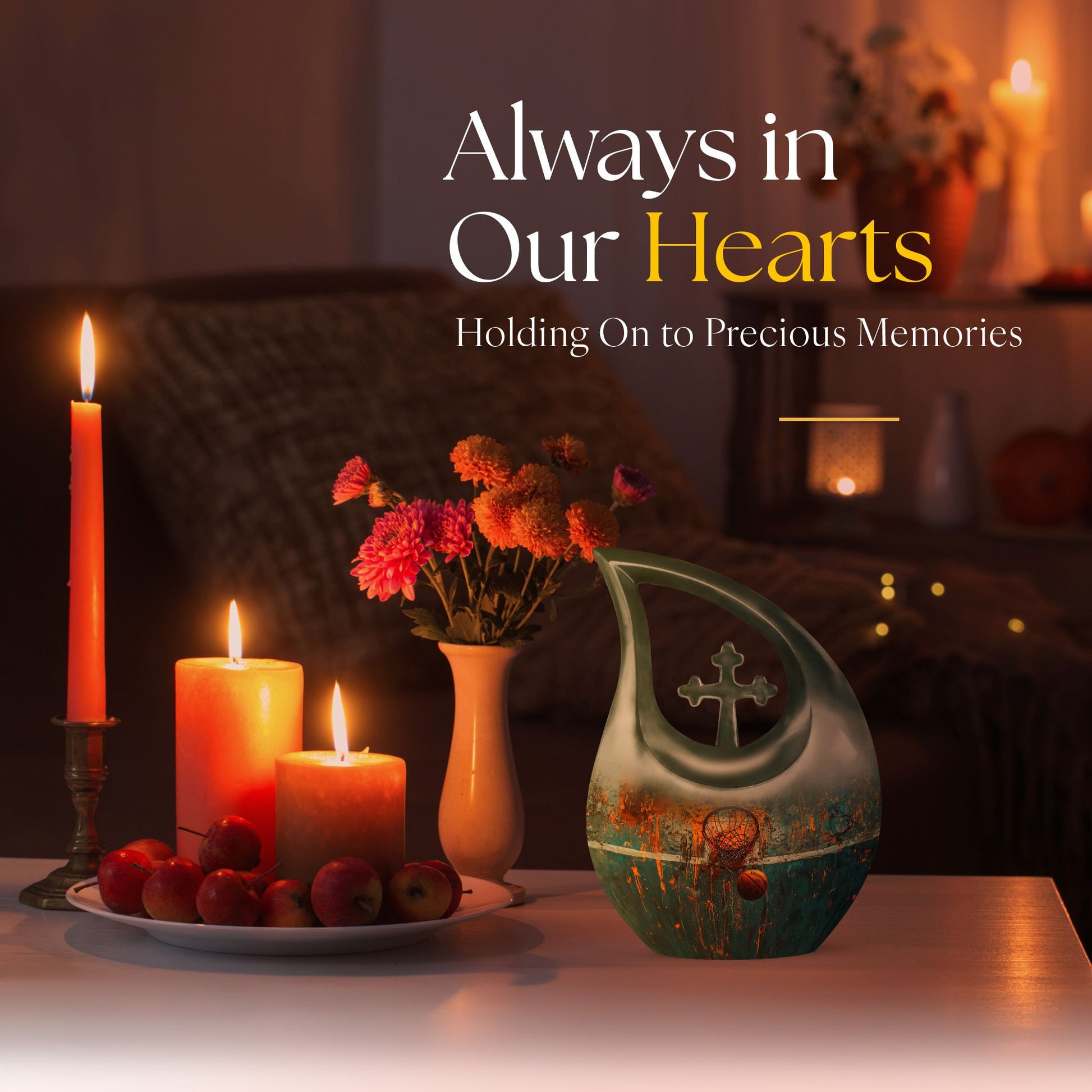 Cross-drop design Basketball-themed memorial urn, 