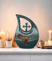 Cross-drop design Basketball-themed memorial urn, 
