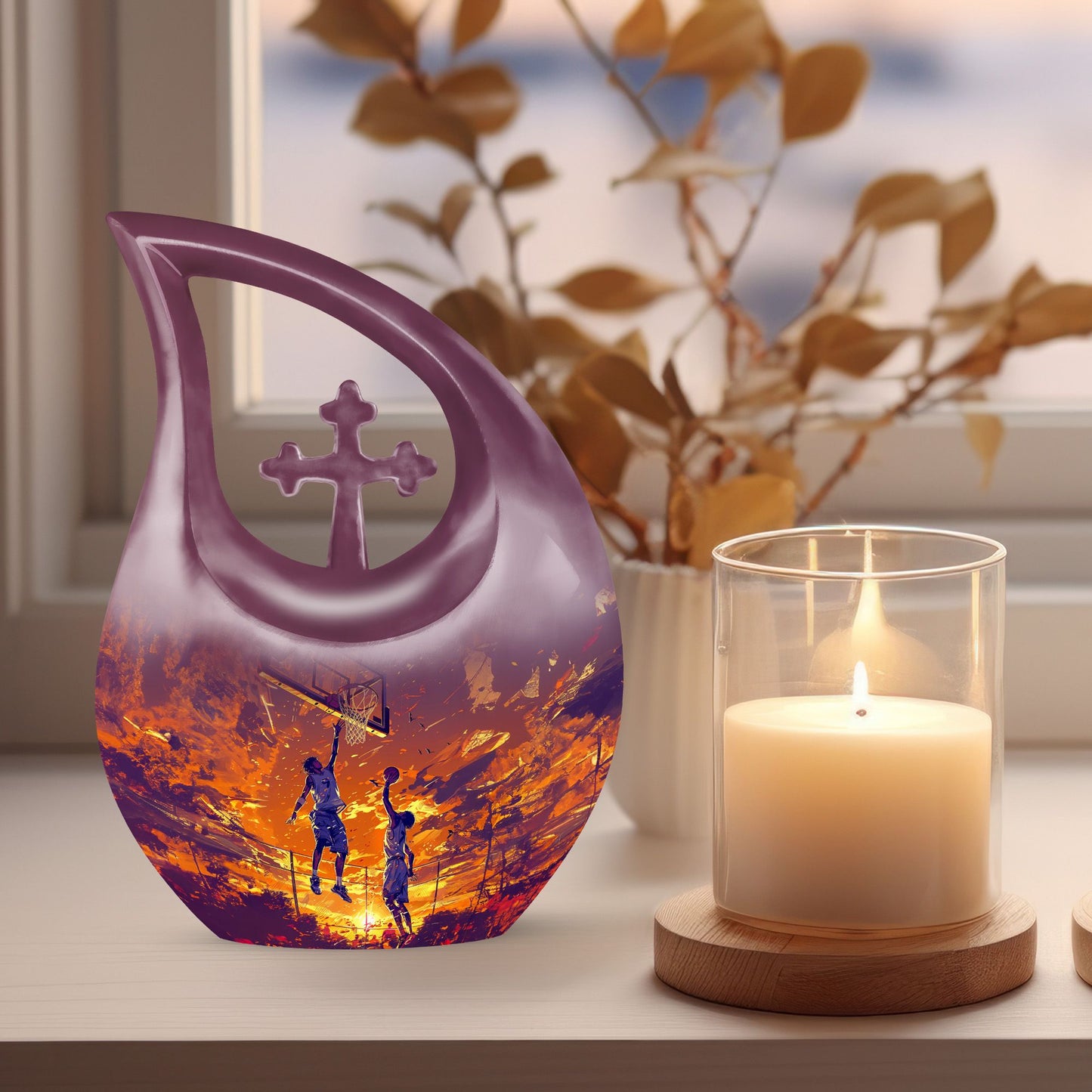 10-inch Basketball Themed Extra Large Memorial Urn