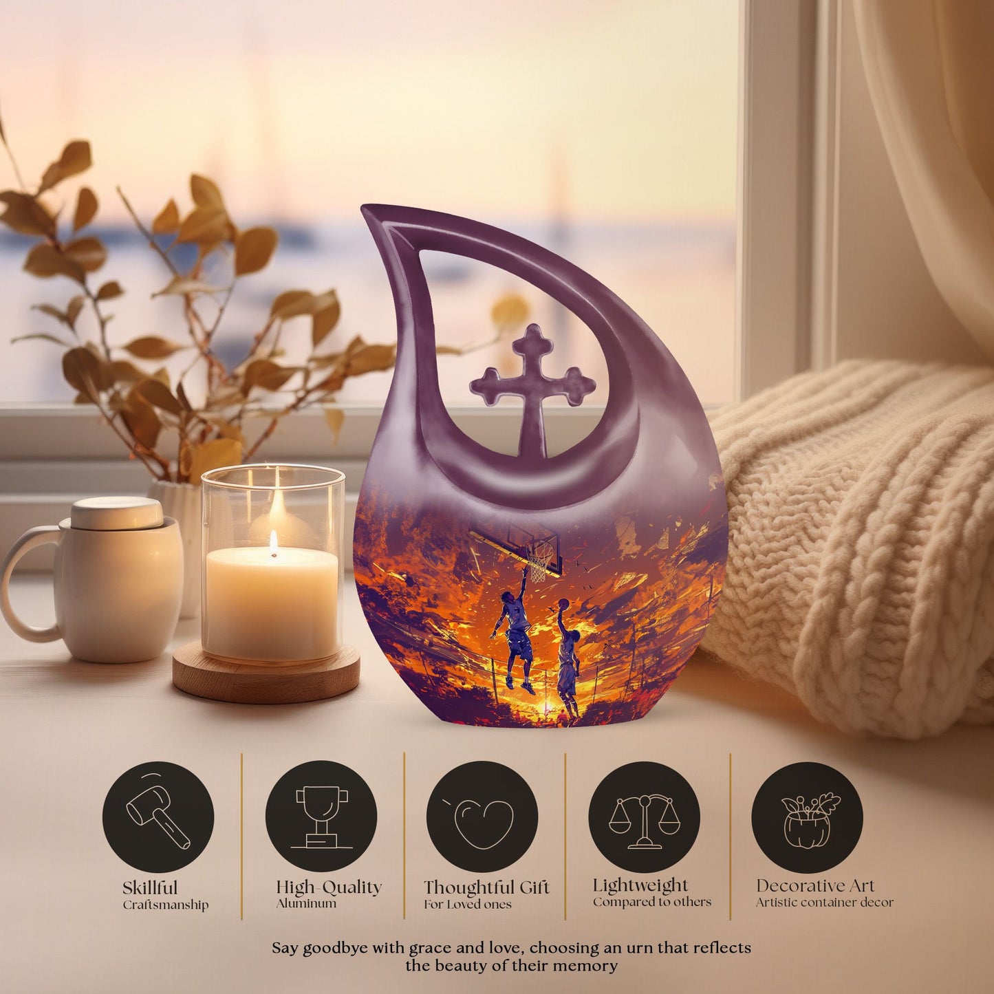 10-inch Basketball Themed Extra Large Memorial Urn