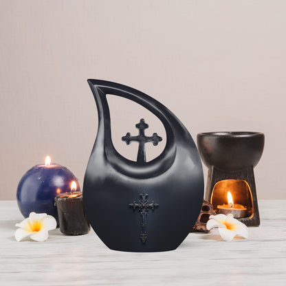 10 inch Aluminium Cross Drop design extra large memorial urn