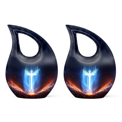 10-inch Cross Drop Metal Cremation Urn, 