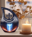 10-inch Cross Drop Metal Cremation Urn, 