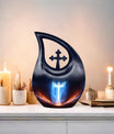 10-inch Cross Drop Metal Cremation Urn, 
