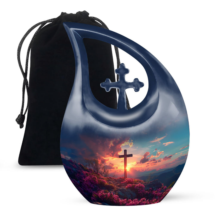 10 Inch Affordable Cross Drop Design Memorial Urn 
