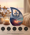 10 Inch Affordable Cross Drop Design Memorial Urn 