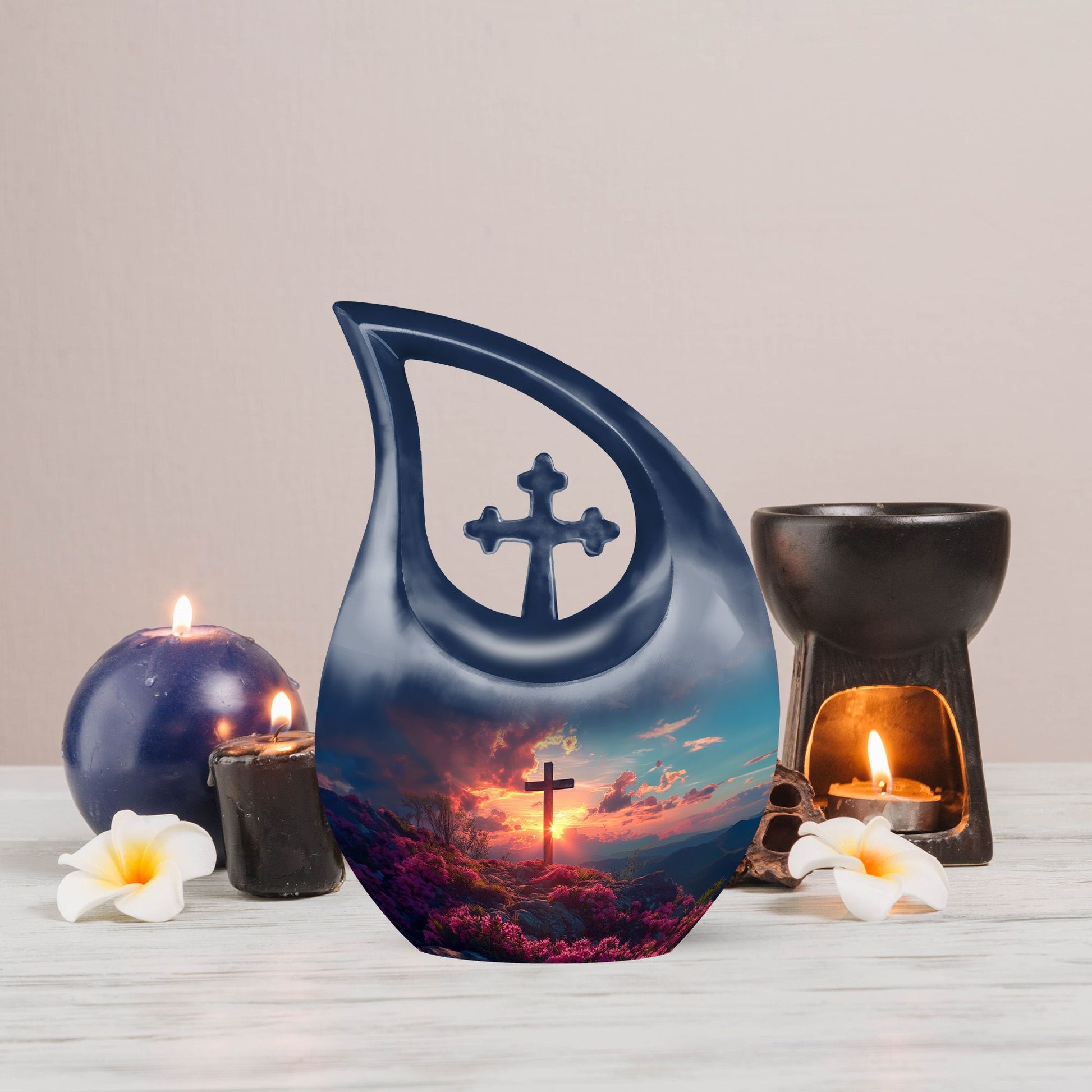 10 Inch Affordable Cross Drop Design Memorial Urn 