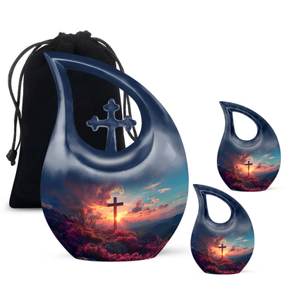 Cross Theme Large Urn With 2 Keepsake Urn