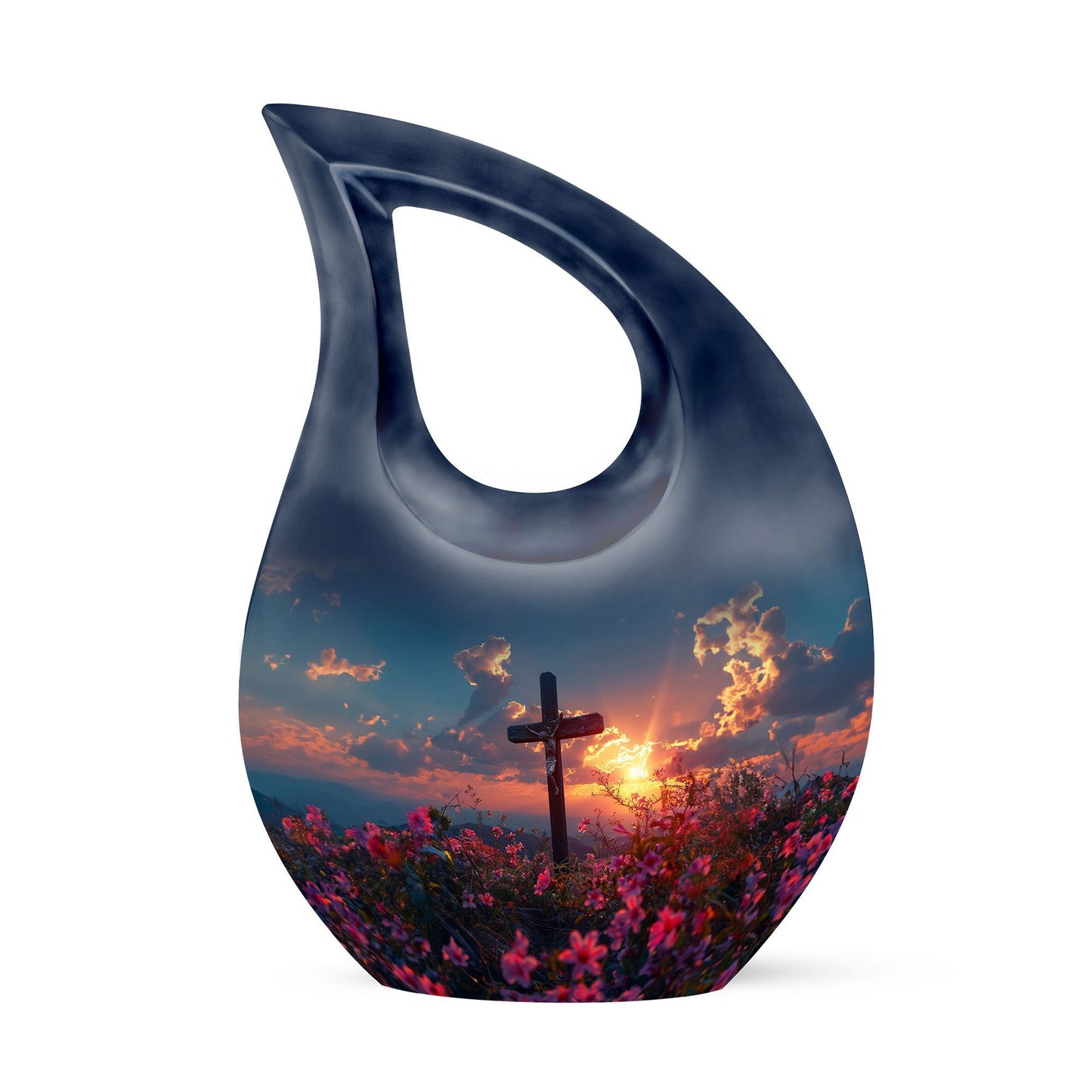 Large 10-inch Cross Drop Cremation Urn, 