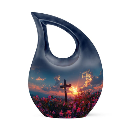 Large 10-inch Cross Drop Cremation Urn, 