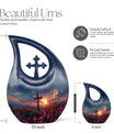 Large 10-inch Cross Drop Cremation Urn, 