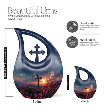 Large 10-inch Cross Drop Cremation Urn, 