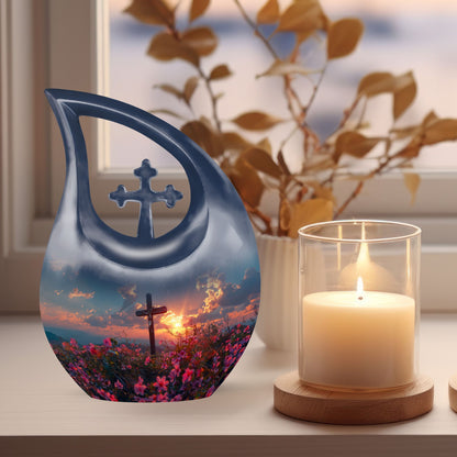 Large 10-inch Cross Drop Cremation Urn, 