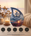 Large 10-inch Cross Drop Cremation Urn, 