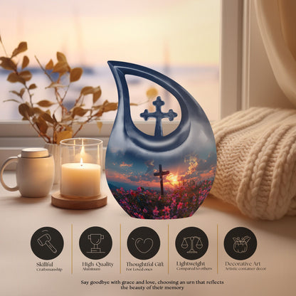 Large 10-inch Cross Drop Cremation Urn, 