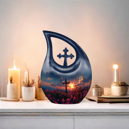 Large 10-inch Cross Drop Cremation Urn, 