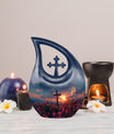 Large 10-inch Cross Drop Cremation Urn, 