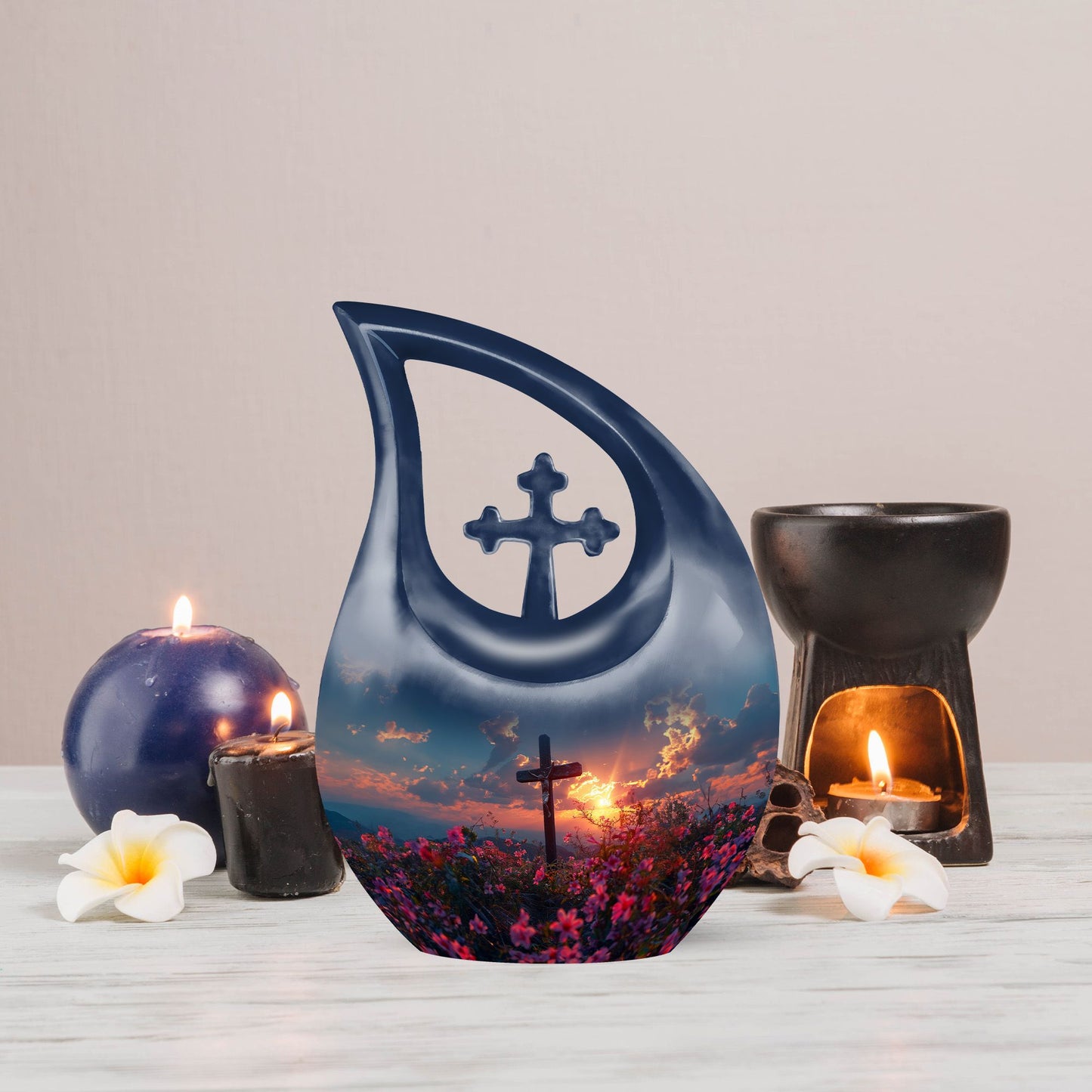 Large 10-inch Cross Drop Cremation Urn, 