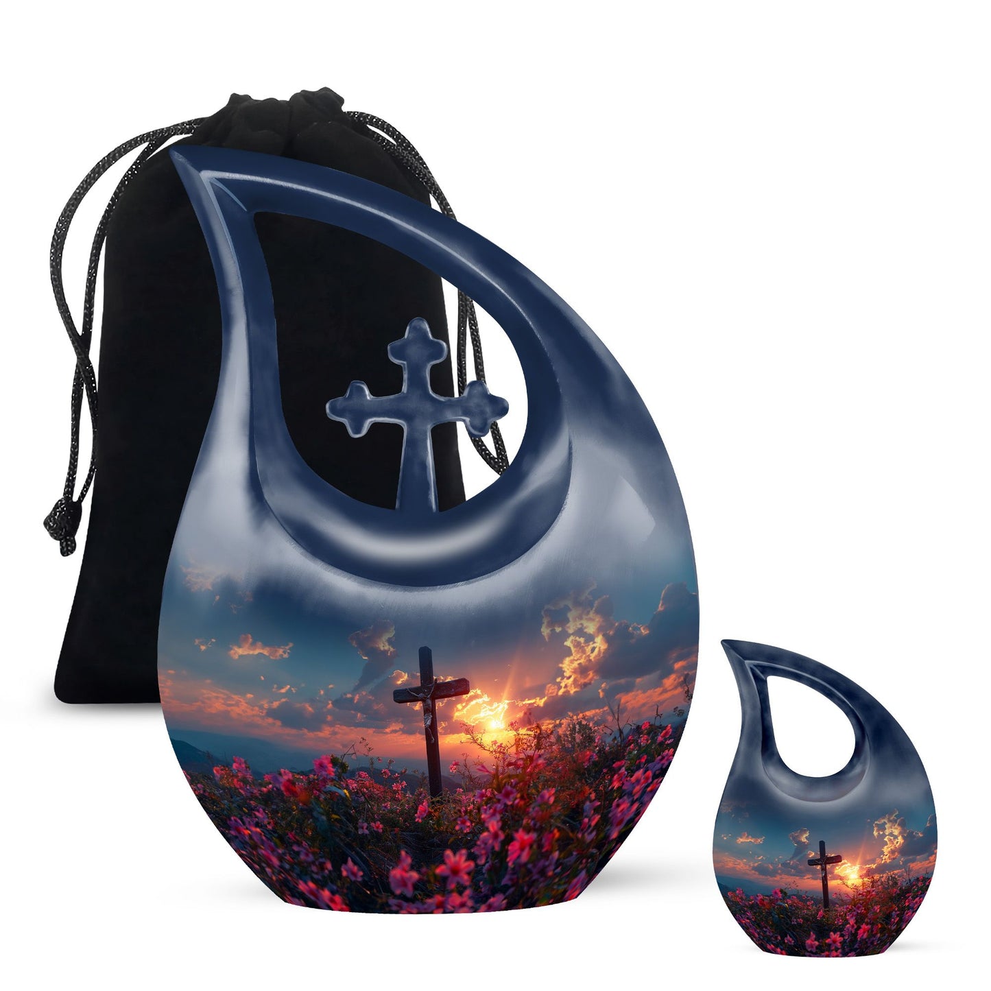 Large 10-inch Cross Drop Cremation Urn, 