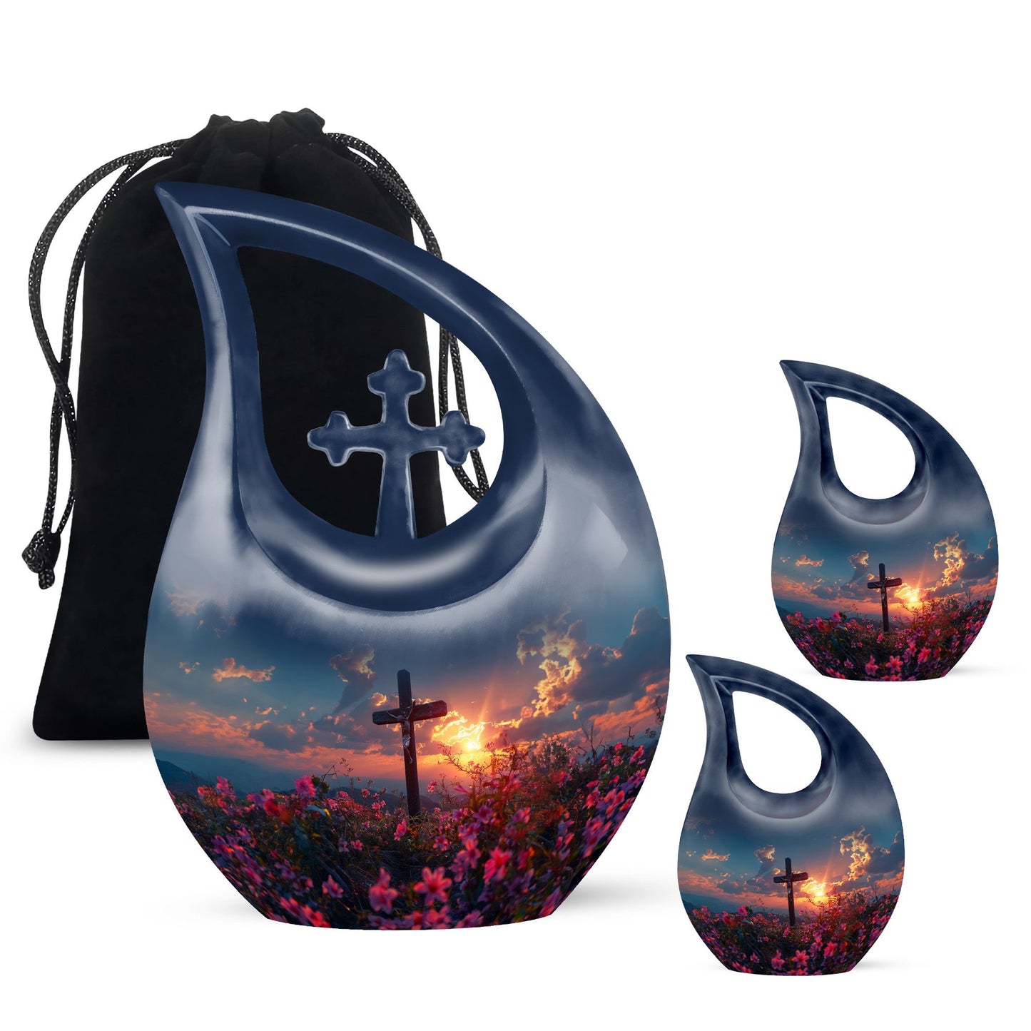 Large 10-inch Cross Drop Cremation Urn, 