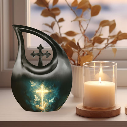 Personalized 10-inch Cross Drop Design cross urn, 