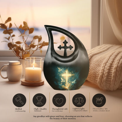 Personalized 10-inch Cross Drop Design cross urn, 