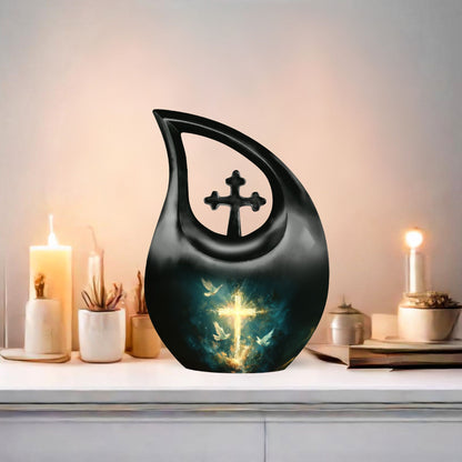 Personalized 10-inch Cross Drop Design cross urn, 