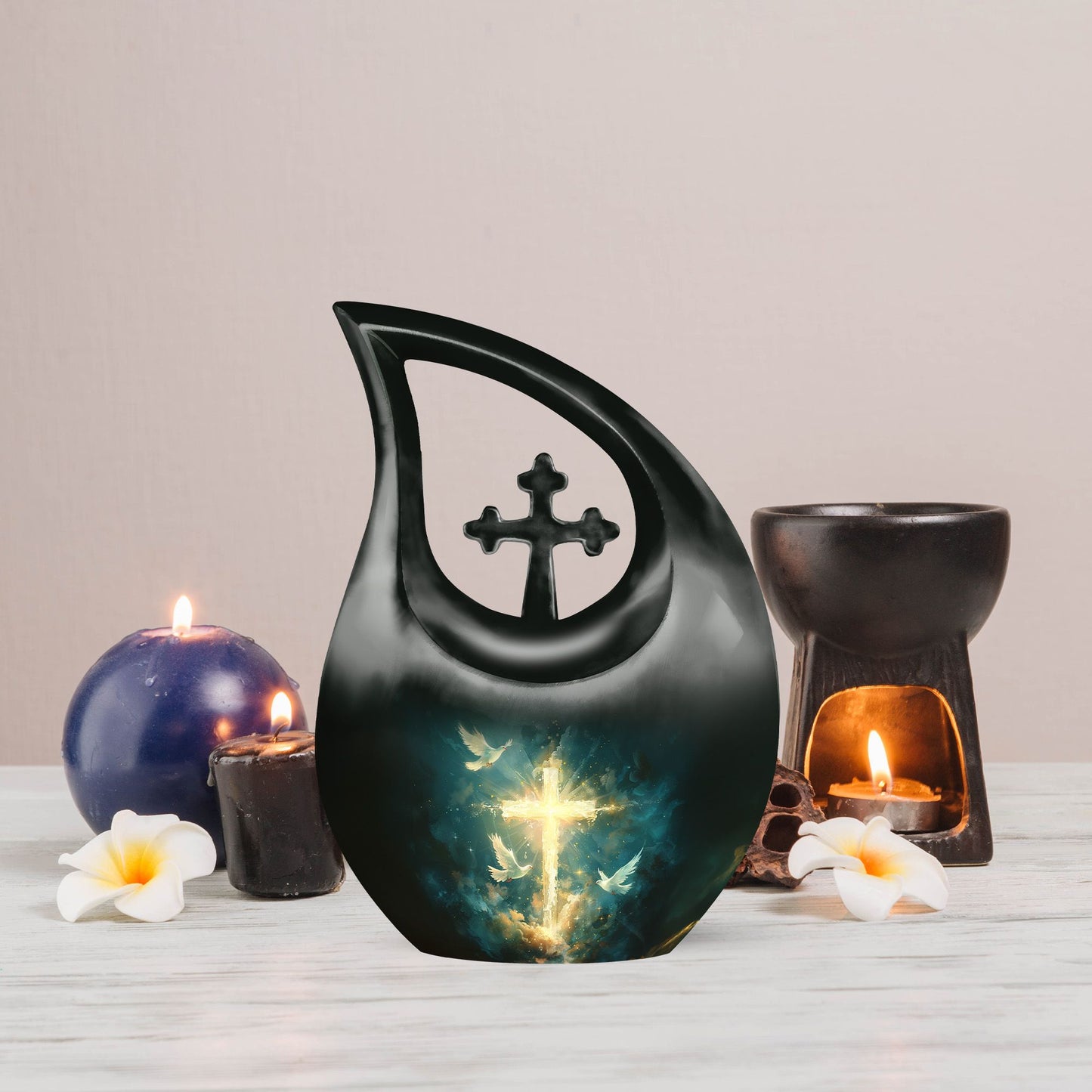 Personalized 10-inch Cross Drop Design cross urn, 