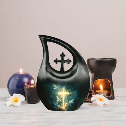 Personalized 10-inch Cross Drop Design cross urn, 