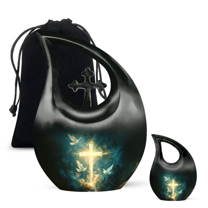 Personalized 10-inch Cross Drop Design cross urn, 