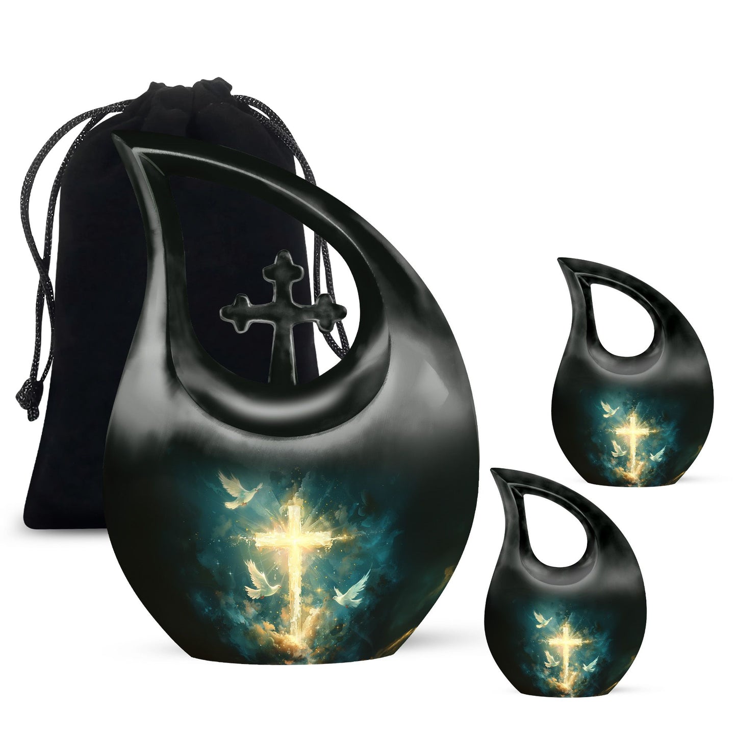 Personalized 10-inch Cross Drop Design cross urn, 