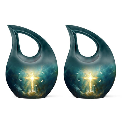 10-inch Cross Drop design Large Aluminum Burial Urn