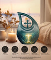 10-inch Cross Drop design Large Aluminum Burial Urn