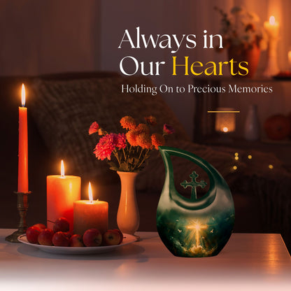 10-inch Cross Drop design Large Aluminum Burial Urn