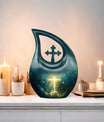 10-inch Cross Drop design Large Aluminum Burial Urn