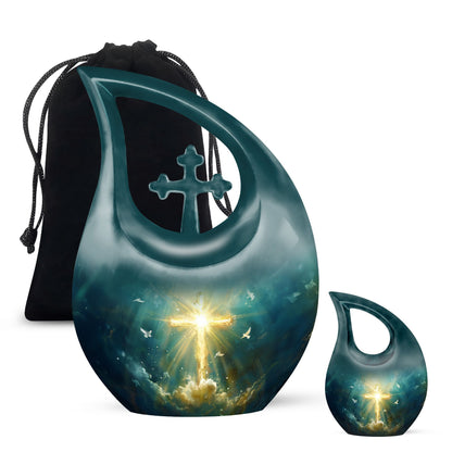 Personalized Religious Cremation Urn for Human Ashes - 10-inch, 200 cu in - Yatskia