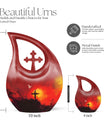 10-inch Cross Drop aluminium urn in a velvet pouch, personalized engraving option