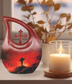 10 Inch Cross Drop Design Aluminium Urn for Human Ashes with Personal Engraving Option