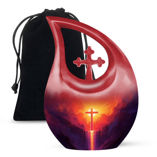Affordable 10-inch Cross Drop Cremation Urn crafted from Aluminum