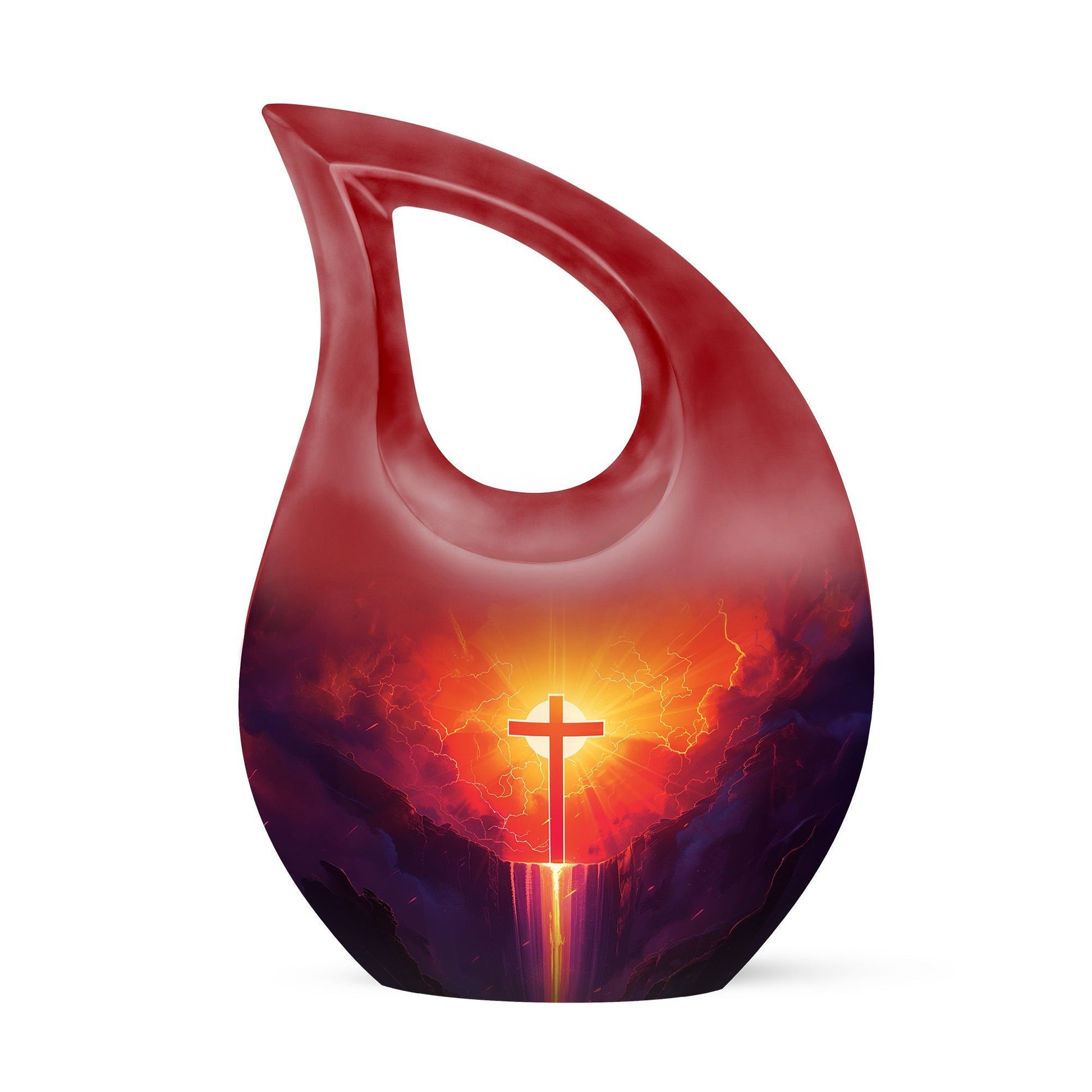 Affordable 10-inch Cross Drop Cremation Urn crafted from Aluminum
