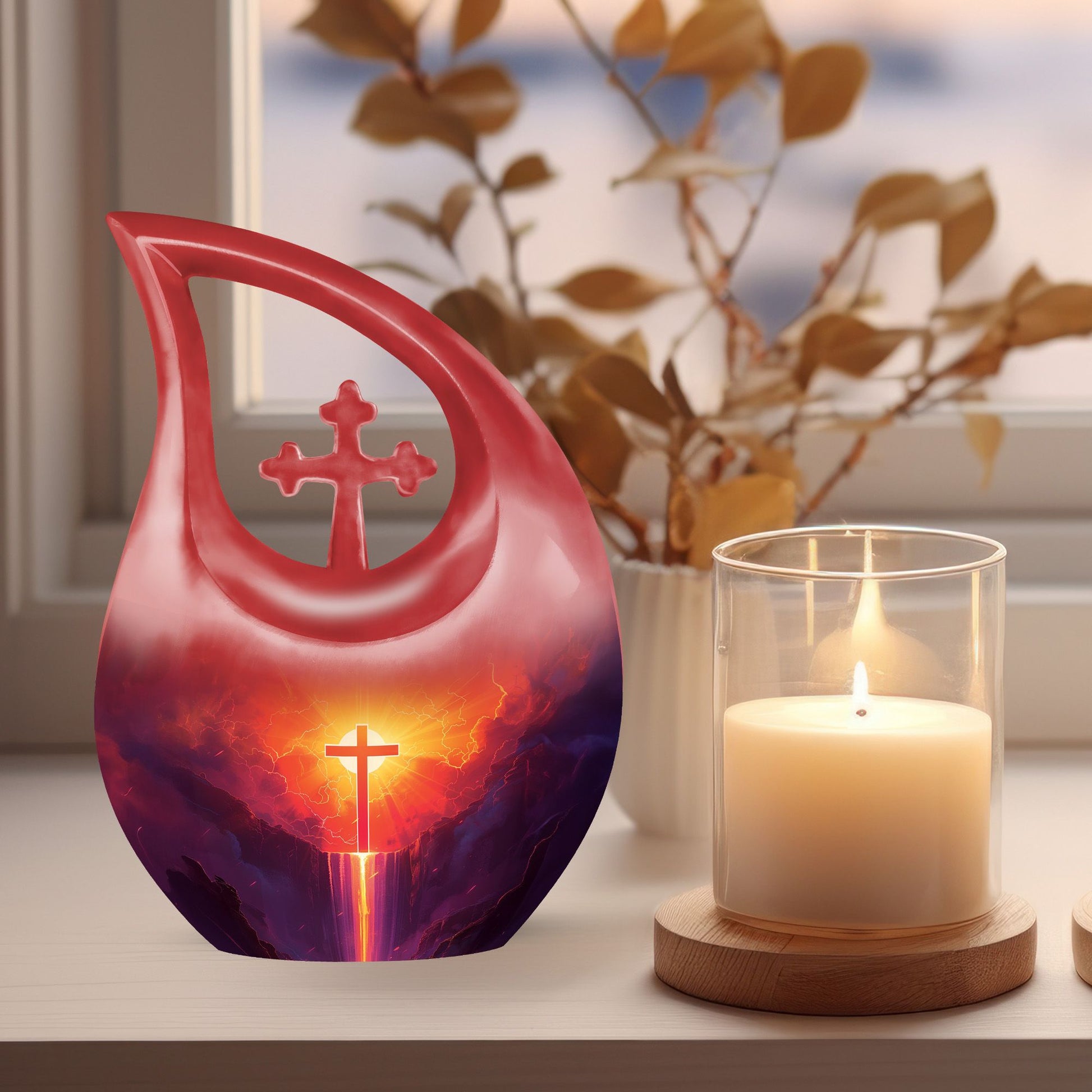 Affordable 10-inch Cross Drop Cremation Urn crafted from Aluminum