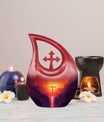 Affordable 10-inch Cross Drop Cremation Urn crafted from Aluminum