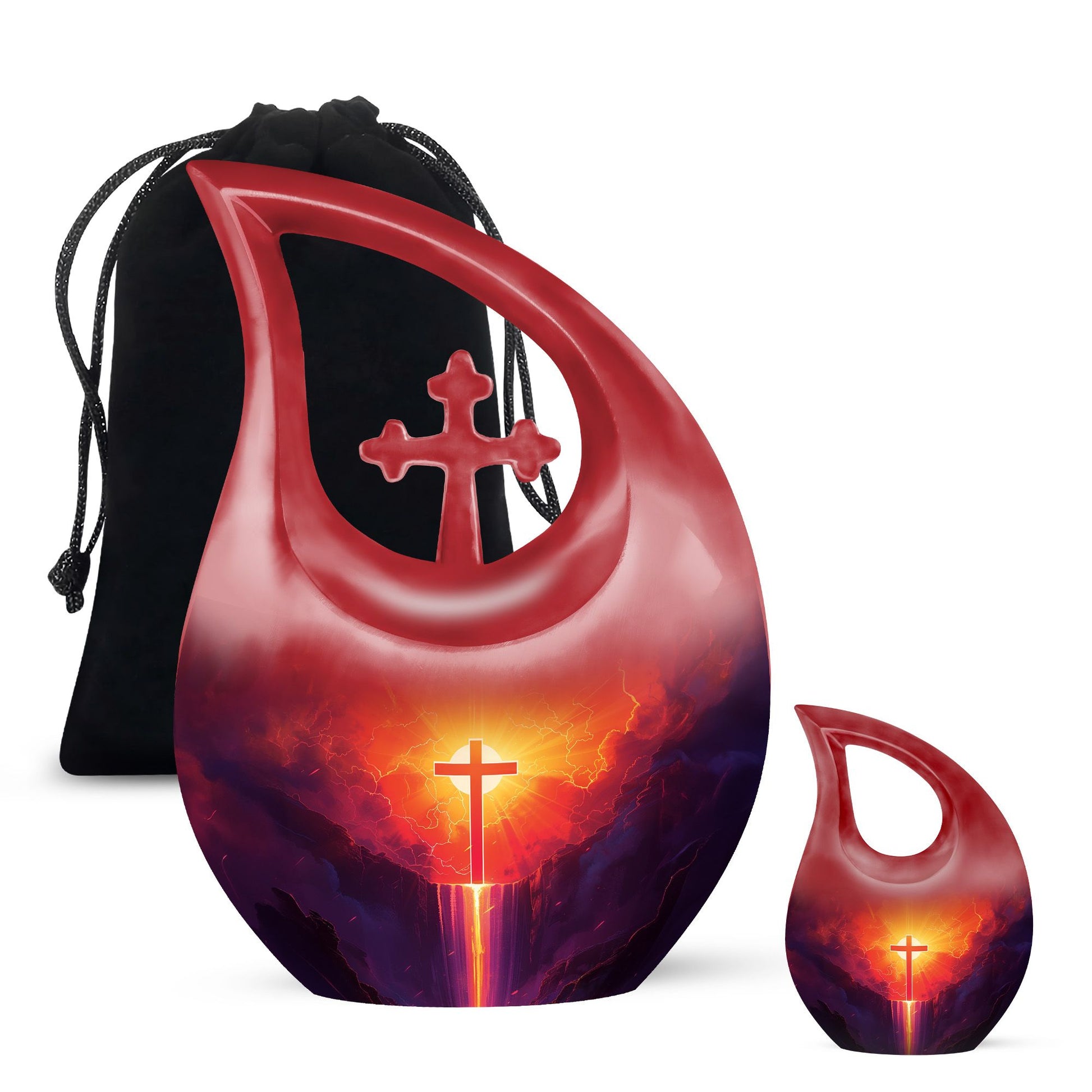 Affordable 10-inch Cross Drop Cremation Urn crafted from Aluminum