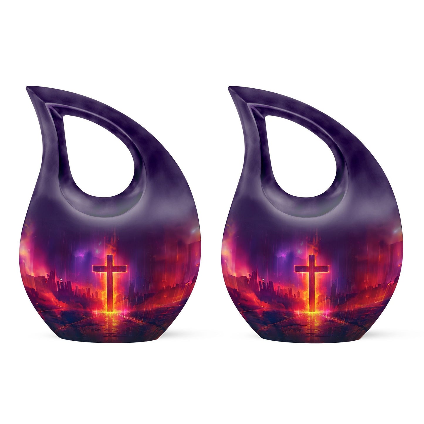 Cross Drop Design, 10 Inch Aluminium Affordable Funeral Urn