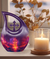 Cross Drop Design, 10 Inch Aluminium Affordable Funeral Urn