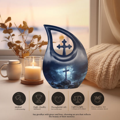 10 Inch Cross Drop Design Aluminium Cross Urn